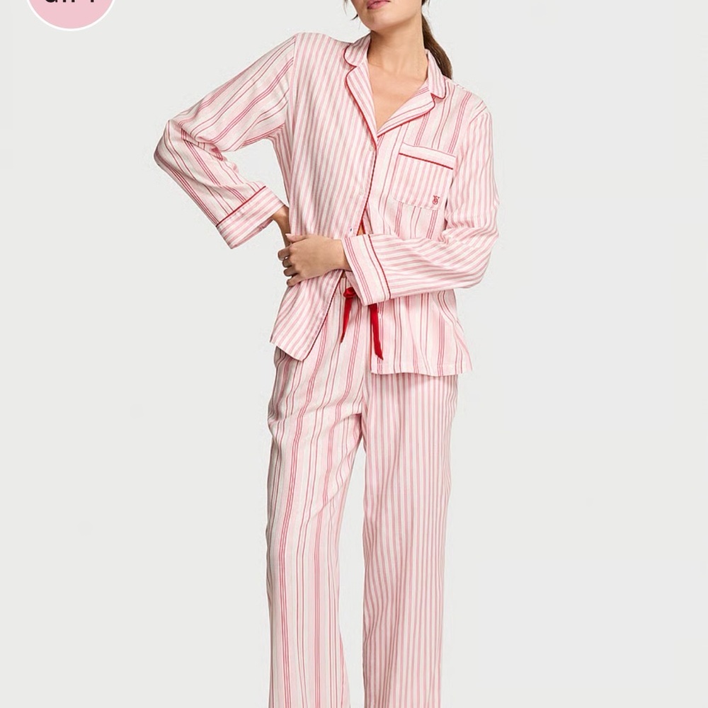 PINK Victoria's Secret Pink and White Striped Pajama Set
